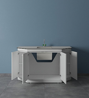 Столы-мойки торцевые - открытые дверцы